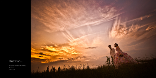 結婚式の夕日ロケ写真